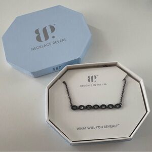 Bomb Party Known by A Thread Necklace NK72555 Aquamarine CZ Hematite Plating